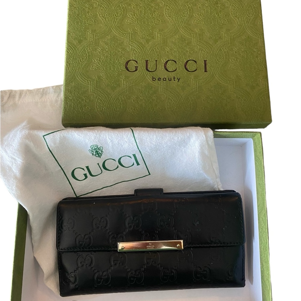 Gucci Black Guccissima Wallet w/ Dustbag & Box
